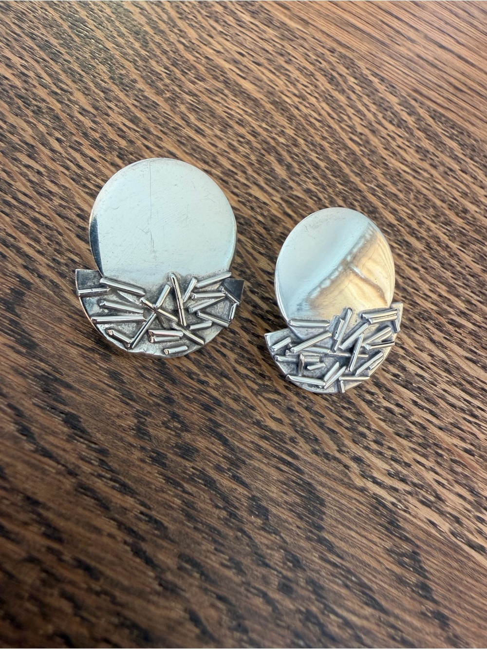 Signed Vintage B. Block Sterling Silver Modernist Geometric Statement Earrings